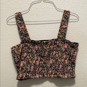 American Eagle Outfitters Pink Smocked Crop Tank